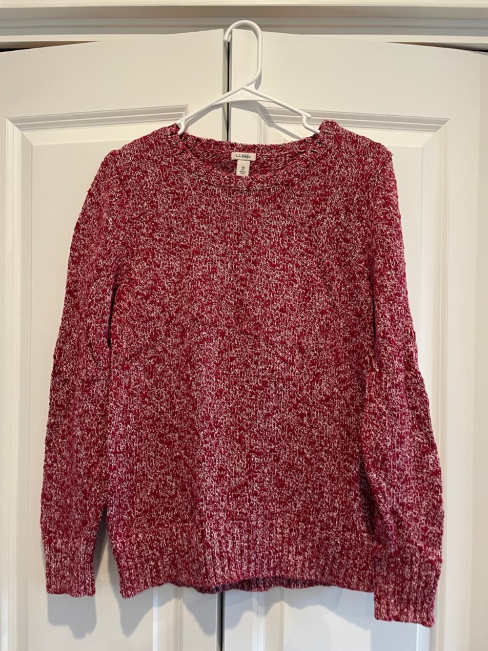 L.L. Bean Marled Crimson Crew Neck Sweater